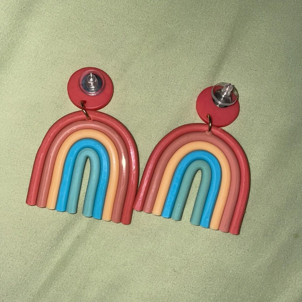 rainbow clay earrings - Picture 5 of 5